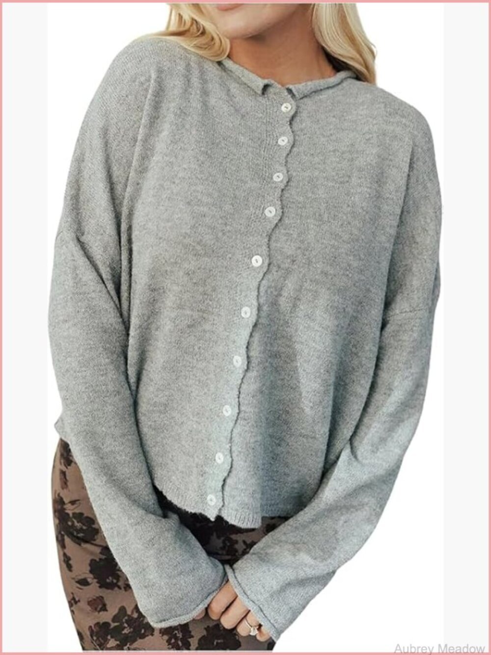 Women Long Sleeve Button Down Cardigan Sweater Open Front Knit
